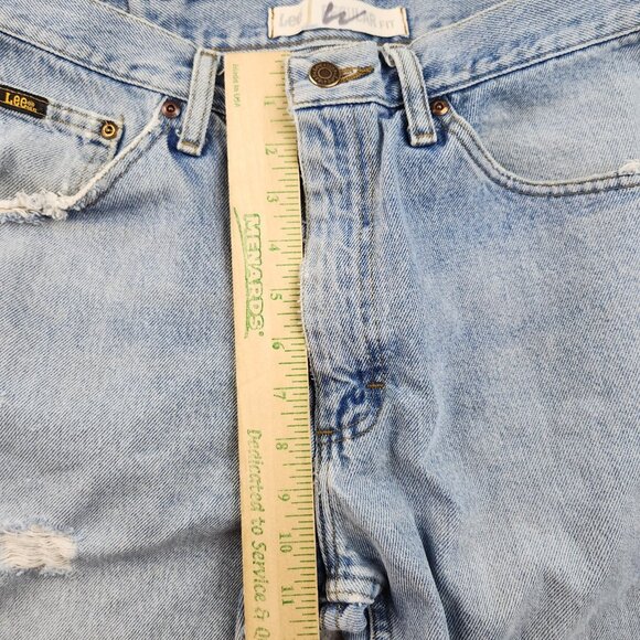 Men's 34x32 Regular Fit Blue Jeans Lee Light Wash Distressed Y2K Workwear Pants - Picture 7 of 13